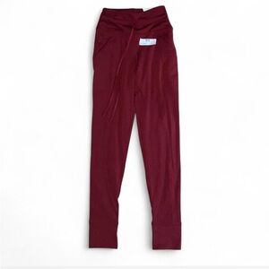 Aerie Burgundy hi rise The Hugger warmup legging with drawstring and pockets